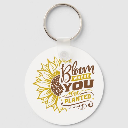 Inspirational Quote  Sunflower Keychain