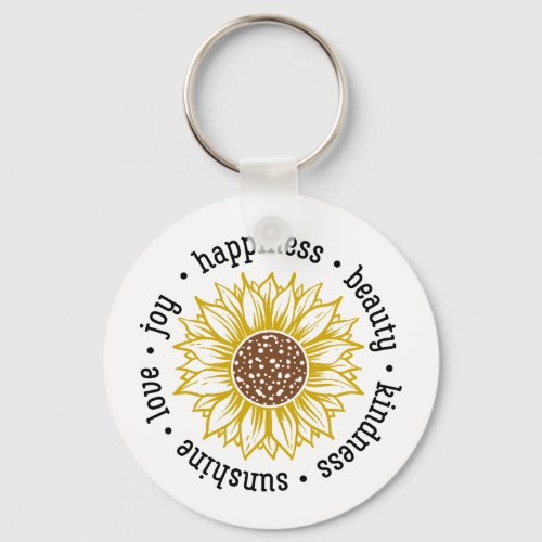 Inspirational Quote  Sunflower Keychain