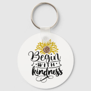 Inspirational Quote Sunflower Keychain