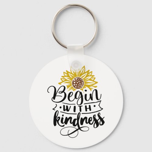 Inspirational Quote  Sunflower Keychain