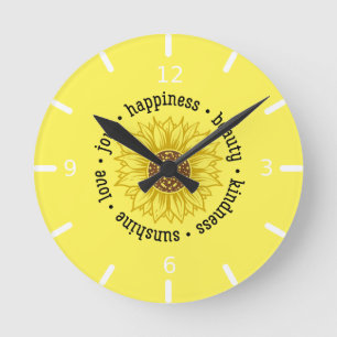 Inspirational Quote   Sunflower Round Clock