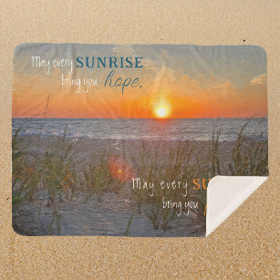 Inspirational Quote Sunrise Painting Sherpa Blanket