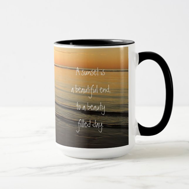 Inspirational Quote Sunset on the ocean Coffee Mug (Right)