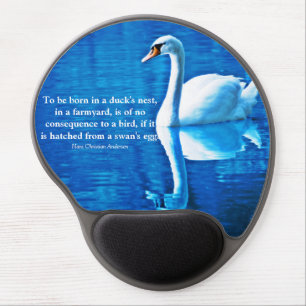 Inspirational Quote Swan Reflection Blue & White Gel Mouse Pad