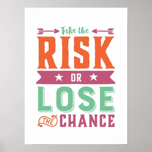 Inspirational Quote Take Risk or Lose The Chance Poster