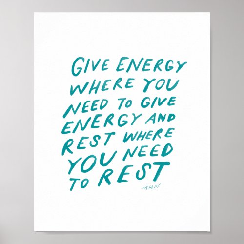 Inspirational quote teal watercolor poster