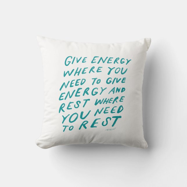 Inspirational quote teal watercolor throw pillow (Front)