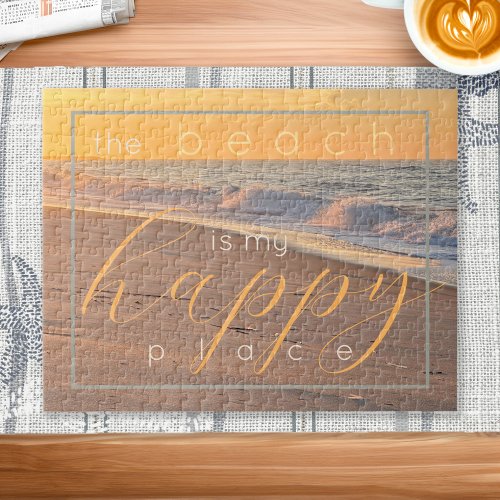 Inspirational Quote The Beach is my Happy Place  Jigsaw Puzzle
