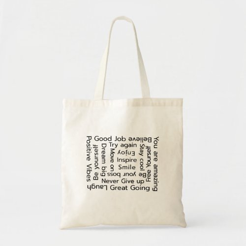 Inspirational quote tote bag