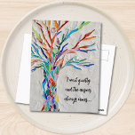 Inspirational Quote Tree  Postcard<br><div class="desc">This decorative postcard features a mosaic tree in rainbow colors and an inspiring quote.
Easily customizable with your own words.
Because we create our artwork you won't find this exact image from other designers.
Original Mosaic © Michele Davies.</div>