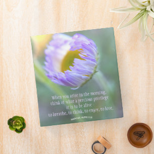 Inspirational Quote Typography Floral Macro Photo 3 Ring Binder