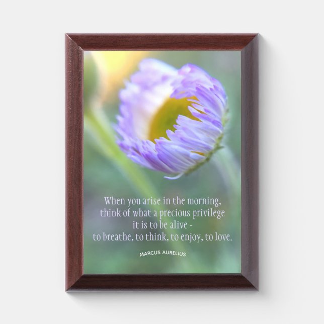 Inspirational Quote Typography Floral Macro Photo Award Plaque (Vertical)
