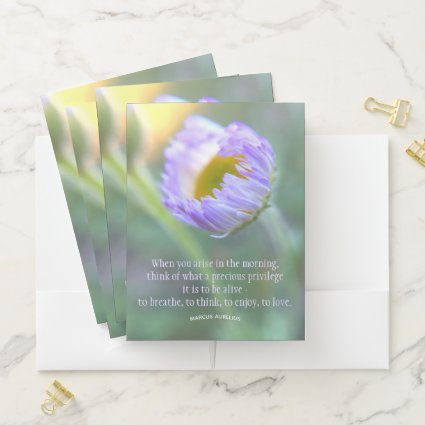 Inspirational Quote Typography Floral Macro Photo Pocket Folder