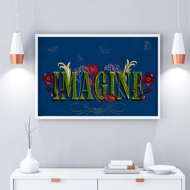Inspirational Quote Vintage Florals Imagine  Poster (Creator Uploaded)