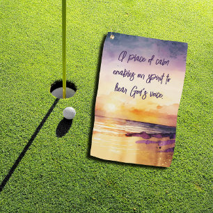 Inspirational Quote Watercolor Sunset Christian Golf Towel