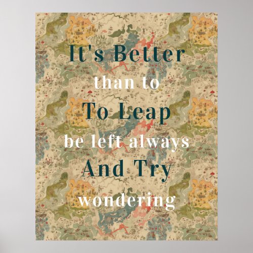 Inspirational Quote  Watercolor Vintage Map Poster