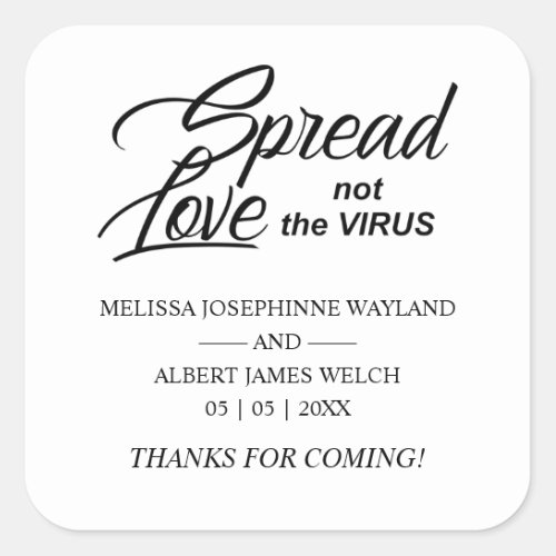 Inspirational Quote Wedding Sanitizing Hand Gel Square Sticker