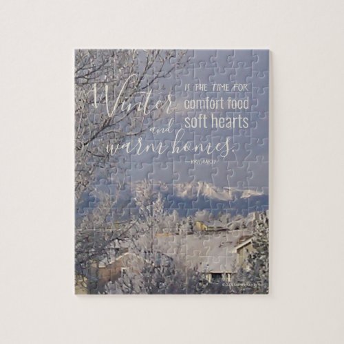 Inspirational Quote Winter Mountain Homes Photo Jigsaw Puzzle