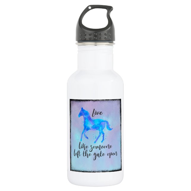 Inspirational Quote with a Horse Running Free Water Bottle (Front)