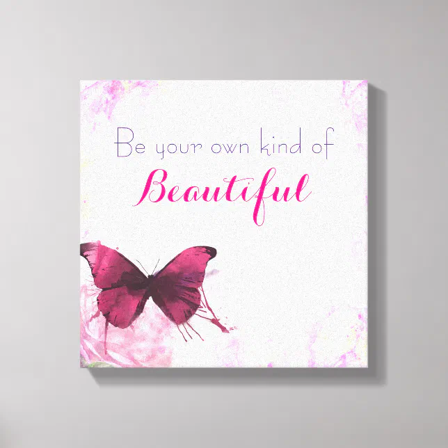 Inspirational Quote With A Watercolor Butterfly Canvas Print | Zazzle