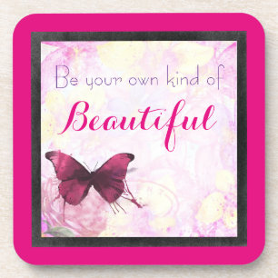 Inspirational Quote With A Watercolor Butterfly Coaster