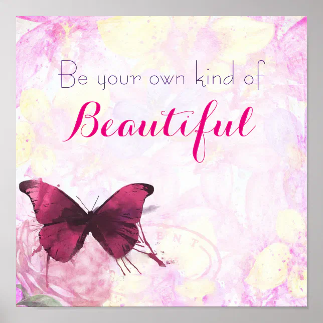 Inspirational Quote With A Watercolor Butterfly Poster | Zazzle