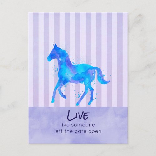 Inspirational Quote with a Wild Running Horse Postcard