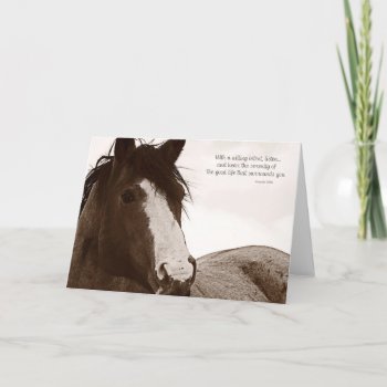 Inspirational Quote With Beautiful Horse Art Card by TogetherWestDesigns at Zazzle