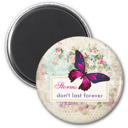 Inspirational Quote with Butterfly on Vintage Back Magnet