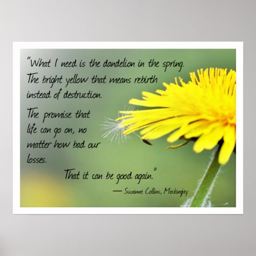 Inspirational Quote with Dandelion Picture Poster
