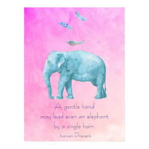 Inspirational Quote with Feathers and Elephant Poster