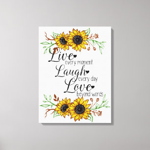 Inspirational Quote with Sunflowers  Canvas Print
