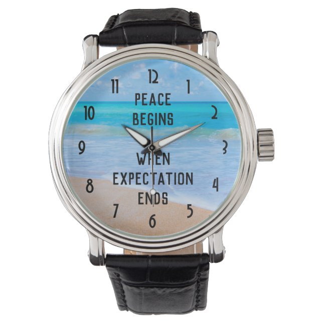 Inspirational Quote with Tropical Beach Scene Watch (Front)
