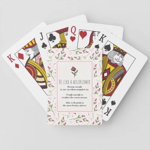 Inspirational Quote With Wildflower Pattern Poker Cards