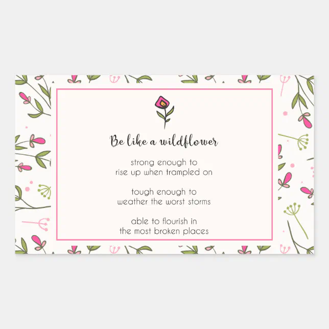 Inspirational Quote With Wildflower Pattern Rectangular Sticker | Zazzle