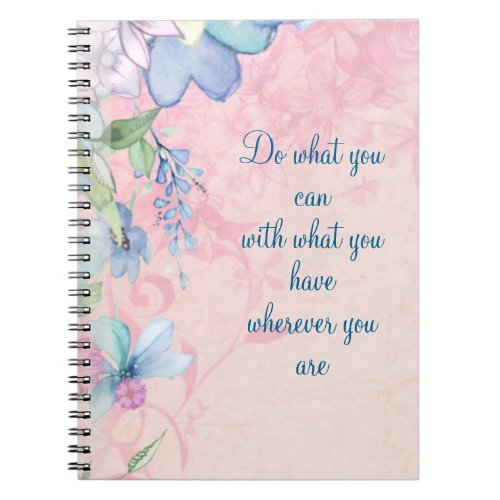 Inspirational Quote with Wildflowers Typography Notebook