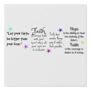 Inspirational Quotes about Faith and Hope Faux Canvas Print