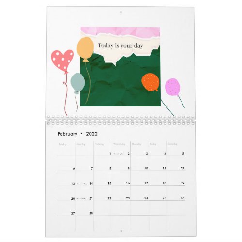 Inspirational Quotes Abstract Colorful 12_month Calendar