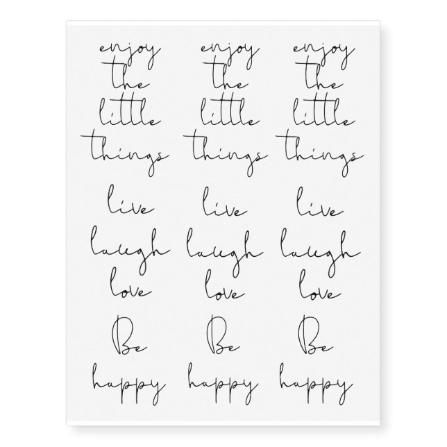 Inspirational quotes and positive words temporary tattoos (Front)