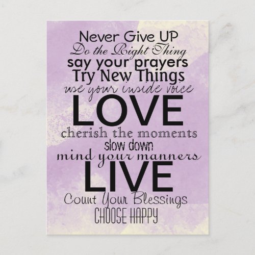 Inspirational Quotes and Sayings Postcard