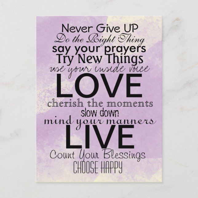 Inspirational Quotes and Sayings Postcard (Front)