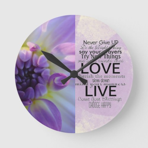 Inspirational Quotes and Sayings Round Clock
