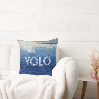 Inspirational Quotes Beach YOLO You only live once Throw Pillow