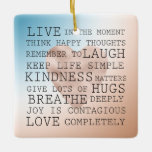 Inspirational Quotes Blue Brown Blush Heart       Ceramic Ornament at Zazzle