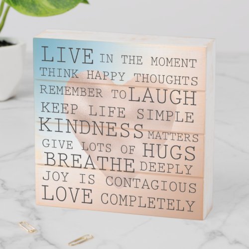 Inspirational Quotes Blue Brown Blush Heart Wooden Box Sign