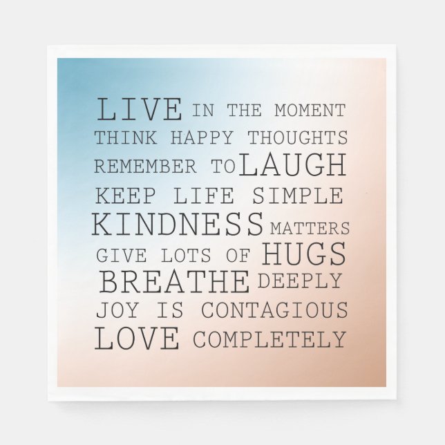  Inspirational Quotes Blue Brown Ombre        Napkins (Front)
