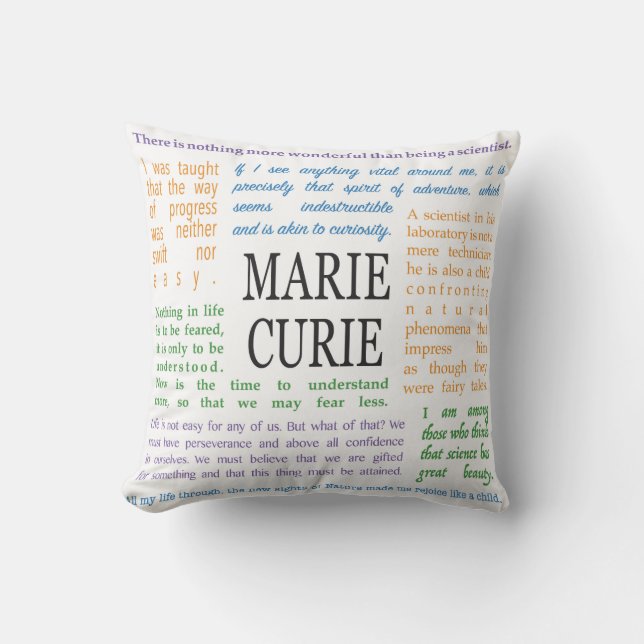 Inspirational Quotes by Marie Curie Throw Pillow (Front)