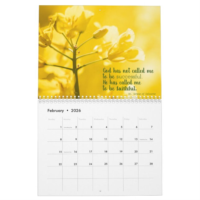 Inspirational Quotes Calendar (Feb 2026)