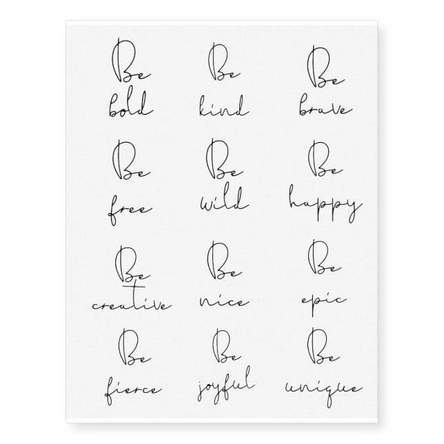 Inspirational quotes Motivational words Temporary Tattoos (Front)