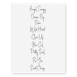 Inspirational quotes Motivational words Temporary Tattoos